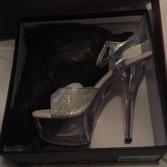 silver pleaser heels